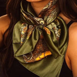 Olive Tone Paisley Printed Western Southwestern Wild Rag Scarf Accent