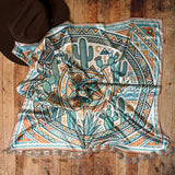 Aztec Cacti Print Silky Wild Rag | 36x36 | Jade & Rust
