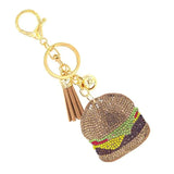 Bling Crystal Hamburger Tassel Keychain Bag Charm