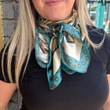 Big Sky Paisley Wild Rag Scarf - Teal Western Neck Scarf for Women