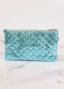 Liz 3 Divider Quilted Crossbody Convertible Bag Aqua Marine Pop