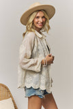 Butterfly Embroidered Sheer Gauze Blouse
