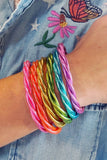 Twisted Thai Buddhist Temple Mantra Bangle – Fluo Pink | Small/Medium