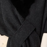 Rae Pull Through Wrap with Faux Fur Black Heather