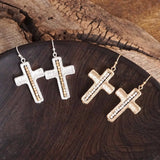 Minimalist Cross Dangle Earrings Worn Gold