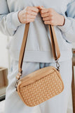 Camel Woven Neoprene Crossbody Bag
