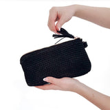 Rome Raffia Clutch Card Wallet Wristlet – Black