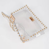 Studded Clear Crossbody Bag – Silver Metal Hardware