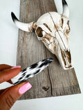 Western Hair On Cowhide Hair Clip Barrette: BLACK + WHITE
