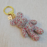 Twinkle Teddy Luxe Bag Charm Keychain Pink Aurora Borealis Crystal Bear
