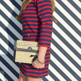 French Quarter Clutch | Navy Vegan Leather & Cane