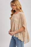 Sheer Asymmetric Textured Cape Top - Beige