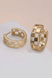 Checker Cutout Huggie Hoop Earrings - Matte Gold
