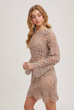 Open Knit Sheer Crochet Beach Dress – Mushroom