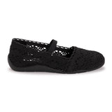 MUK LUKS Women's Shelby Ballerina Flat | Crochet Memory Foam Slip-On
