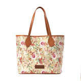 Follow Paradise Tropical Palm Print Tote Bag in Cognac & Canvas
