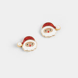 Santa Enamel Stud Earrings - Christmas