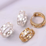 Checker Cutout Huggie Hoop Earrings - Matte Silver