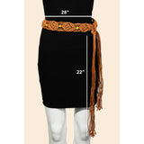 Boho Pattern Braided Belt Brown