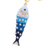 Pavé Crystal Sardine Bag Charm – Blue