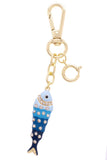 Pavé Crystal Sardine Bag Charm – Blue