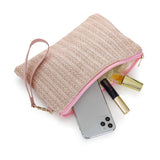 Straw Wristlets Clutch Cream