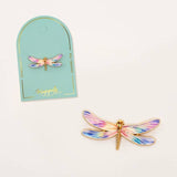 Iridescent Dragonfly Pin – Gold Tone