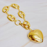 Horse Bit Heart Dangle Bag Charm - Equestrian Gold Keychain 11.5"