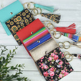 Key Ring Pouch With Tassel and Clip Sunflower