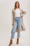 Longline Hoodie Drape Open Front Cardigan Coatigan Oatmeal