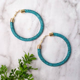 Let's Go Girls Aqua Crystal Hoop Earrings