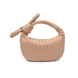 Lizbeth Woven Knot Handle Clutch | Natural Vegan Leather
