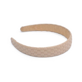 Embossed Woven Vegan Leather Headband Natural