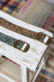 Paisley Embroidered Boho Belt – Brown with Burnished Gold Buckle