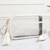 Game Day Stadium Rectangle Tassel Clear Crossbody Bag White