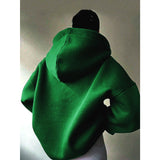 Solid Color Long Sleeve Slouchy Hooded Hoodie Sweatshirt Green