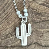 Sterling Silver Beaded Cactus Necklace