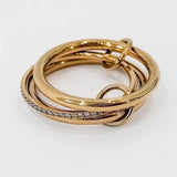 Triple Layered Crystal Stacked Ring Waterproof Gold