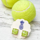 Yellow Tennis Faceted Square Stud Earrings