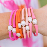 Bali Freshwater Pearl Silicone Bracelet Aqua