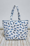 Quilted Jumbo Tote Bag – Blue Horse Print