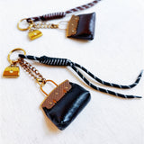 Sassy Luxe Purse Bag Charm Keychain Dark Brown