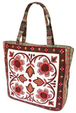 Tapestry Woven Canvas Tote Bag Burgundy