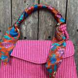 Blue and Rust Floral Western Skinny Cowgirl Mini Wild Rag Scarf Necktie