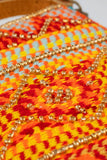 Tessa Handmade Jacquard Clutch | Cotton & Suede | Beaded Wristlet