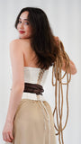 Obi Wrap Belt | Tie-On Waist Cincher | One Size | Beige