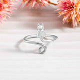 Artisan Sterling Silver Adjustable Cat Wrap Ring