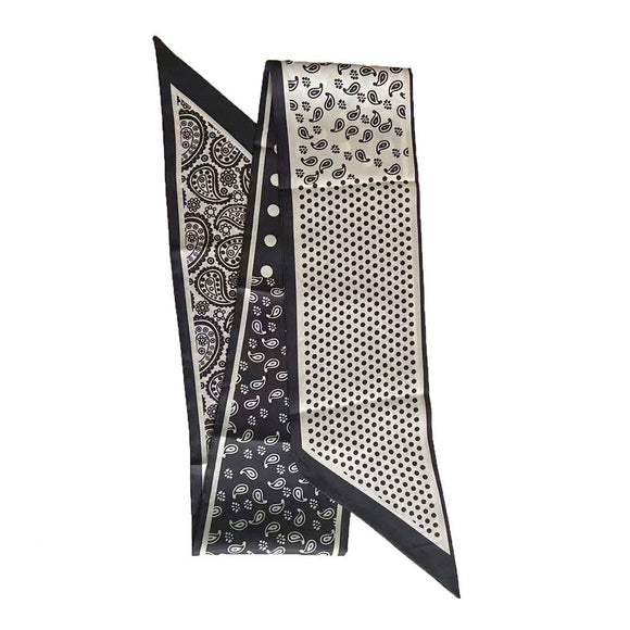 Western Black White Printed Long Skinny Scarf