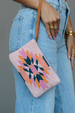 Pink, Teal & Orange Aztec Wristlet Bag