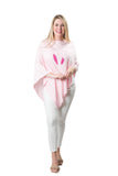 Pink Boardwalk Knit Poncho with Embroidered Bunny Ears